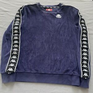 Vtg Kappa Sweatshirt Womens Small Purple Velour Logo Tape Sleeve Crewneck Top